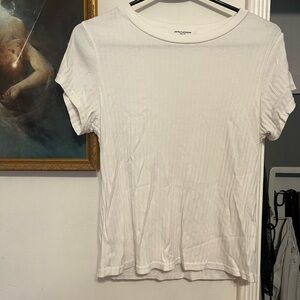 “Perfect White Tee” Ribbed Short Sleeve Top